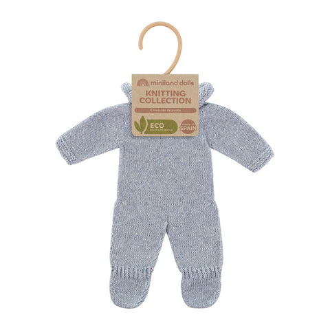 Newborn Doll Knitted Pajamas | Gray Romper | 8 1/4"