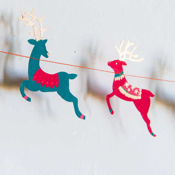 Colorful Reindeer Paper Garland