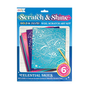 Scratch & Shine: Foil Scratch Art Kit - Celestial Skies