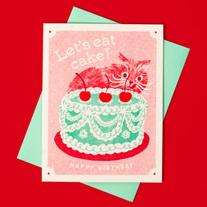 Let's Eat Cake Cat Card