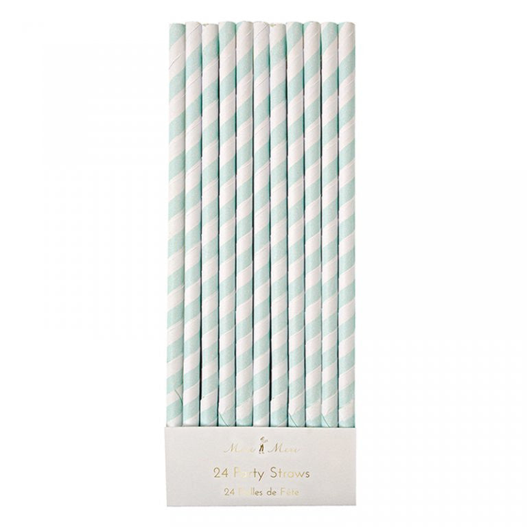 Mint Striped Party Straws