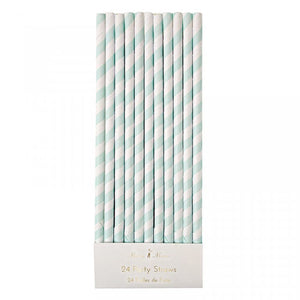 Mint Striped Party Straws