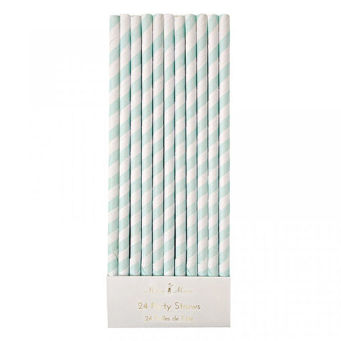 Mint Striped Party Straws